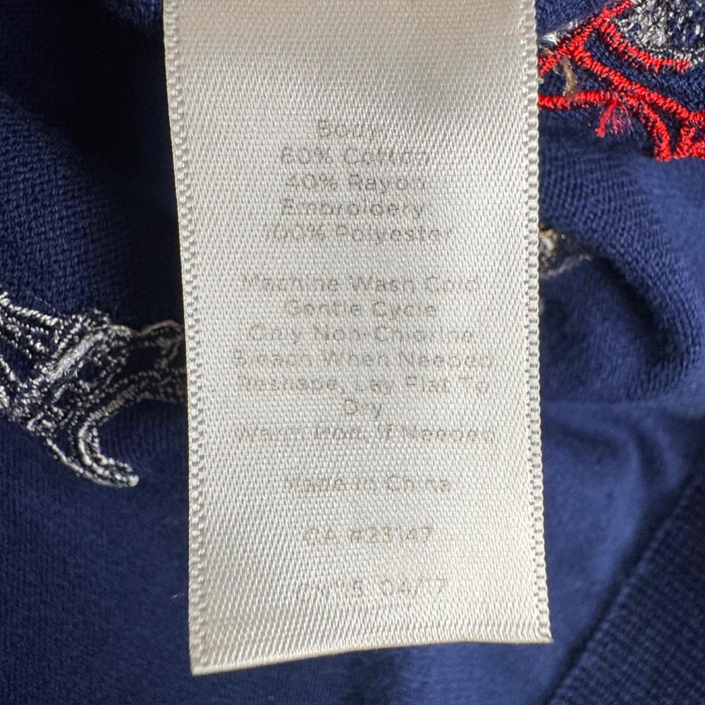 Talbots Navy Blue Embroidered Paris Theme Pullover Top Eiffel Tower Size S - Picture 6 of 7